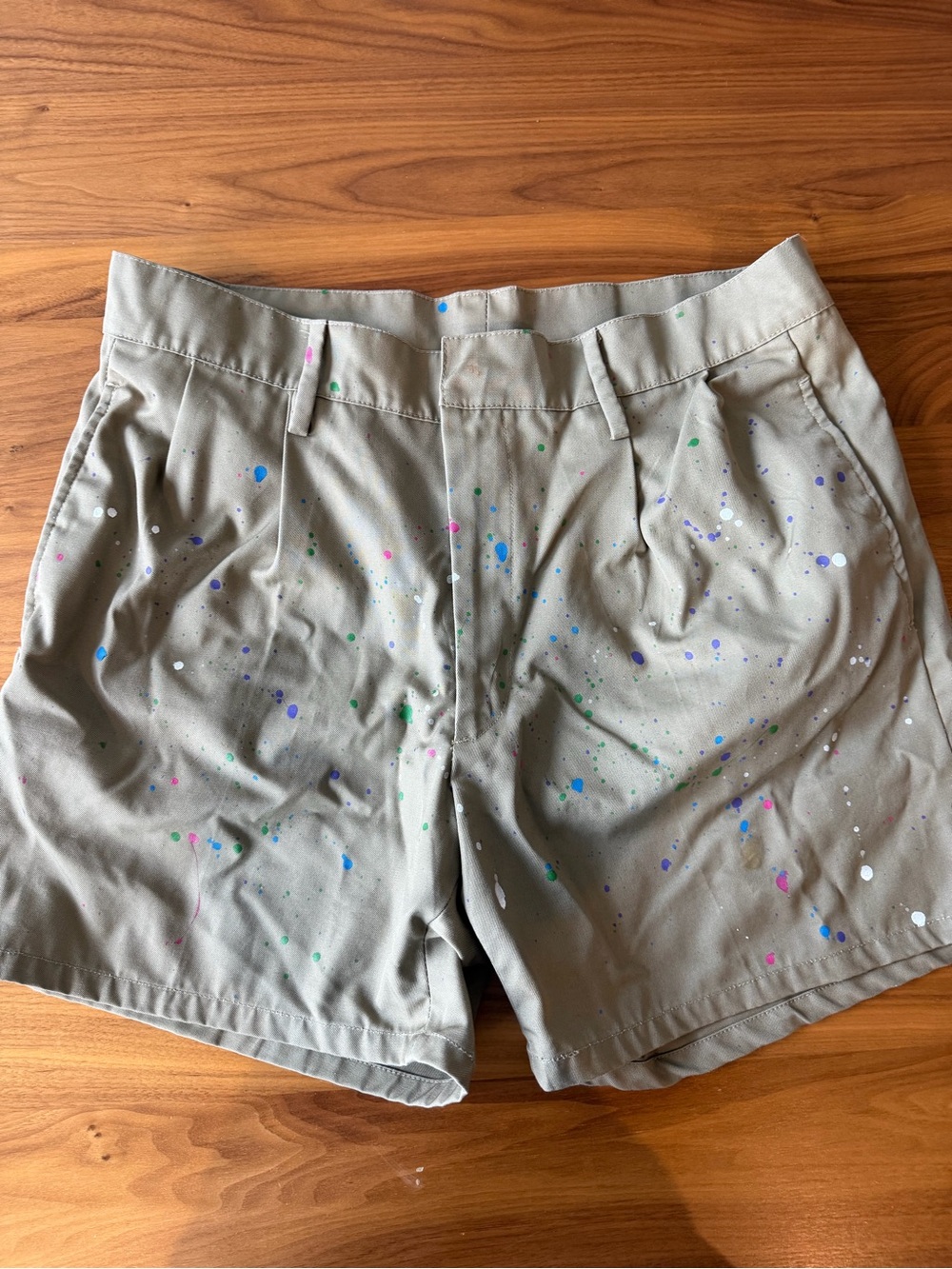 Italian Paint-Splatter Khaki Women’s Shorts